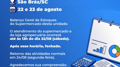 S&atilde;o Br&aacute;z/SC dias 22 e 23/08